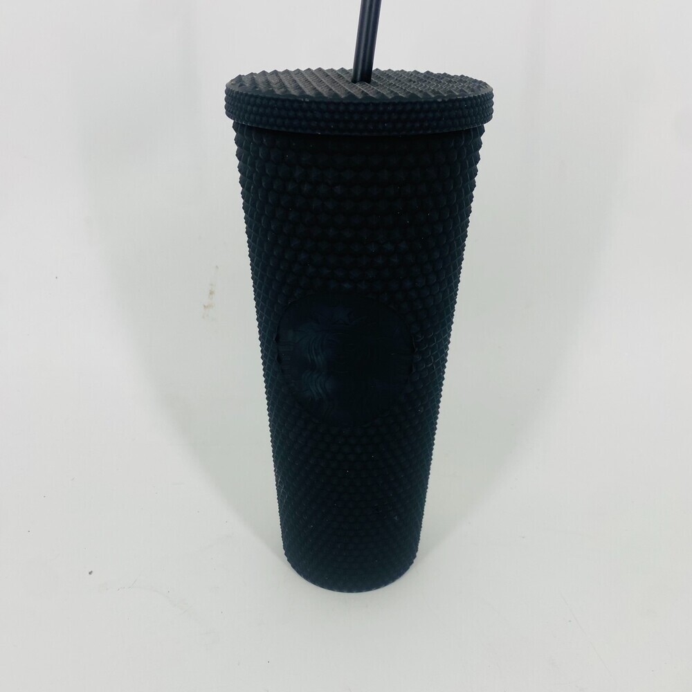 Starbucks 2021 Black Soft Touch Matte Studded Venti Tumbler Straw 24 oz - Picture 4 of 9